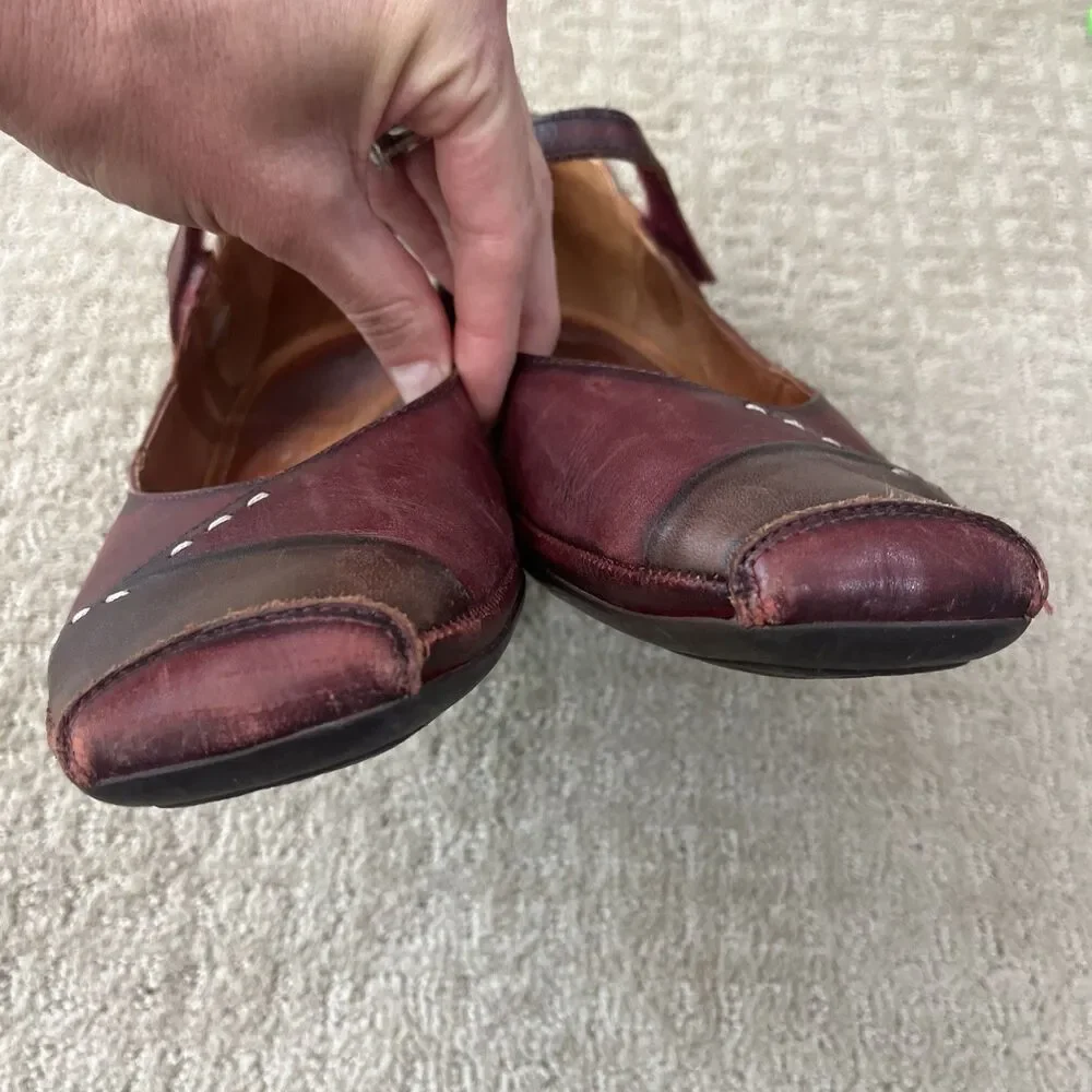 PIKOLINOS Shoes Mary Jane Pumps Gandia Arcilla Burgundy Leather Women's 41/10.5
